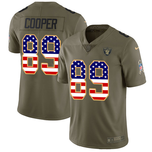 Nike Raiders #89 Amari Cooper Olive/USA Flag Youth Stitched NFL Limited Salute to Service Jersey